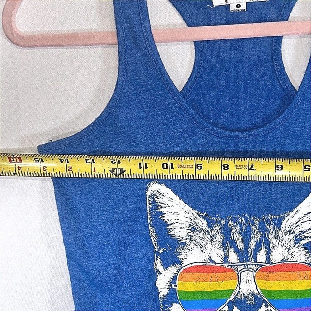 Tipsy Elves Rainbow Cat Tank Top Small Funny Graphic Racerback Pride Festival - Picture 6 of 7